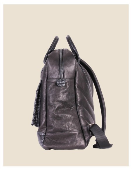 Zaino in pelle nero antracite |Artigianale | VERA PELLE | Zainetto da viaggio