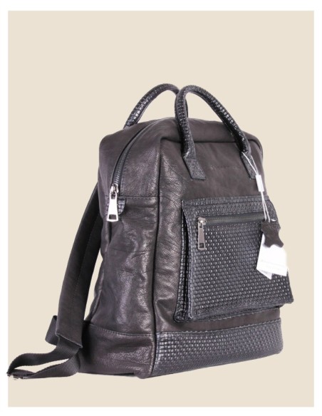 Zaino in pelle nero antracite |Artigianale | VERA PELLE | Zainetto da viaggio