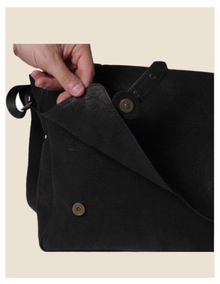 Borsa a tracolla in vera pelle - San Paolo - Nero