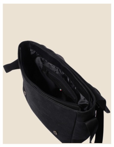 Borsa a tracolla in vera pelle - San Paolo - Nero