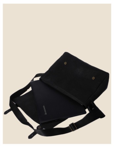 Borsa a tracolla in vera pelle - San Paolo - Nero
