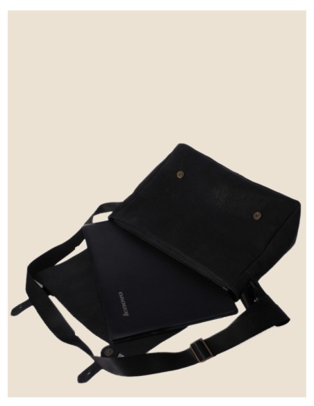Borsa a tracolla in vera pelle - San Paolo - Nero