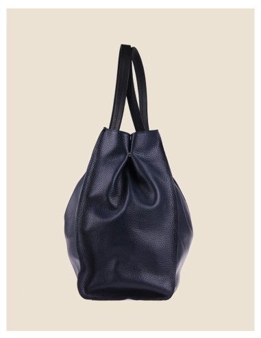 borsa donna morbida in vera pelle blu grande