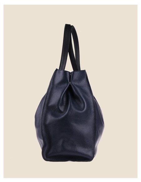 borsa donna morbida in vera pelle blu grande