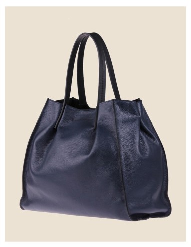 borsa donna morbida in vera pelle blu grande