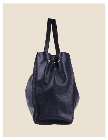 borsa donna morbida in vera pelle blu grande