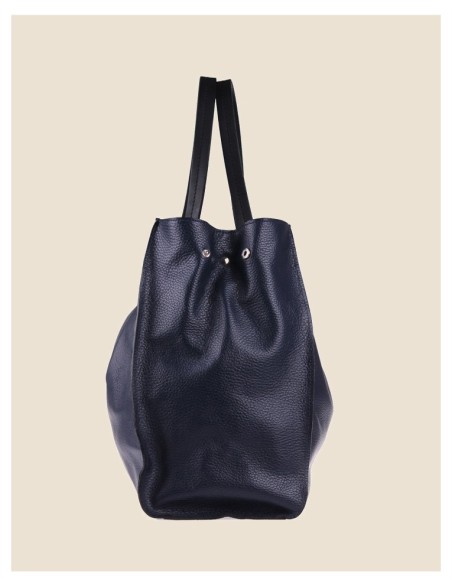 borsa donna morbida in vera pelle blu grande