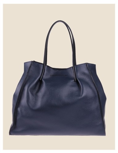 borsa donna morbida in vera pelle blu grande