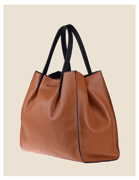 borsa donna morbida in vera pelle blu grande