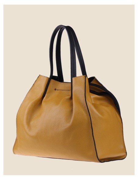 borsa donna morbida in vera pelle blu grande