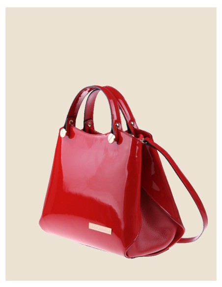 Borsa a mano in vera pelle - Cetara - vernice/Rosso