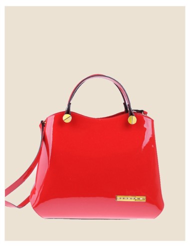 Borsa a mano in vera pelle - Cetara - vernice/Rosso
