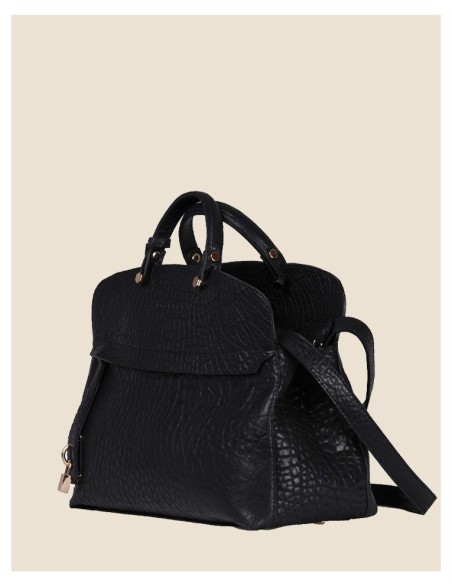Borsa donna a mano in vera pelle - Giulia - Nero