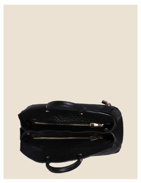 Borsa donna a mano in vera pelle - Giulia - Nero