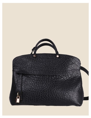 Borsa donna a mano in vera pelle - Giulia - Nero