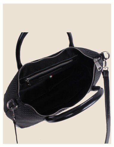 Borsa a mano in vera pelle - Domy - nero intrecciato