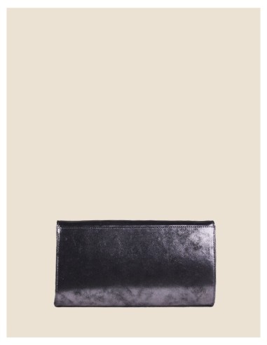 Pochette donna vera pelle argento effetto tamponato metallizzata