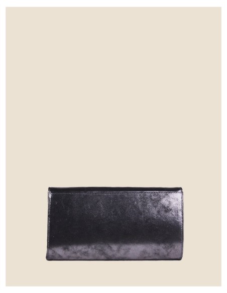 Pochette donna vera pelle argento effetto tamponato metallizzata