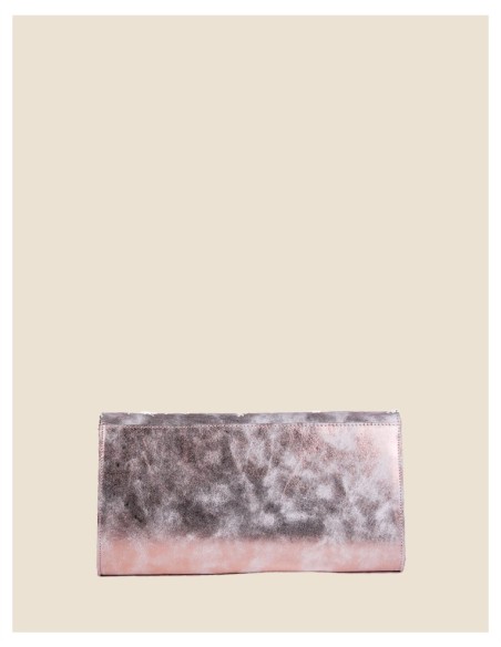 Pochette donna vera pelle argento effetto tamponato metallizzata