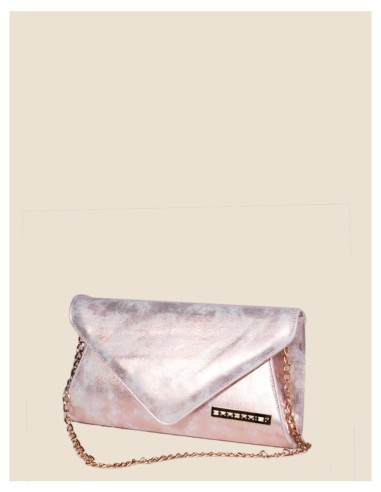 Pochette donna vera pelle argento effetto tamponato metallizzata