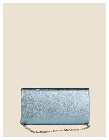 Pochette donna vera pelle argento effetto tamponato metallizzata