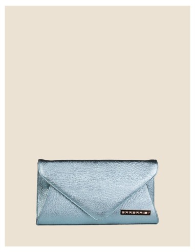 Pochette donna vera pelle argento effetto tamponato metallizzata