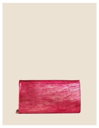 Pochette donna vera pelle argento effetto tamponato metallizzata