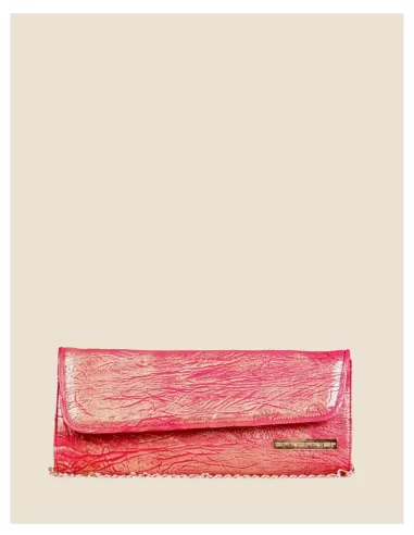 Pochette multicolor in pelle|Tracolla in catena color oro|Artigianale