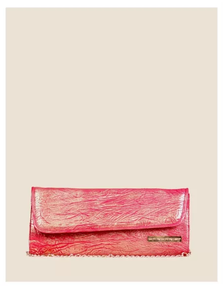 Pochette multicolor in pelle|Tracolla in catena color oro|Artigianale
