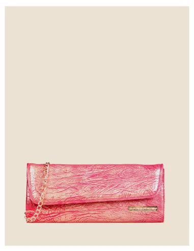 Pochette multicolor in pelle|Tracolla in catena color oro|Artigianale