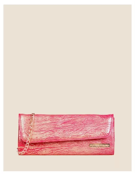 Pochette multicolor in pelle|Tracolla in catena color oro|Artigianale