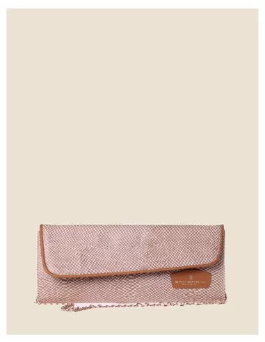 Pochette multicolor in pelle|Tracolla in catena color oro|Artigianale