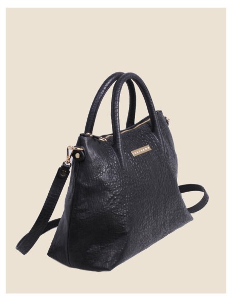 Borsa a mano in vera pelle - Domy - nero intrecciato