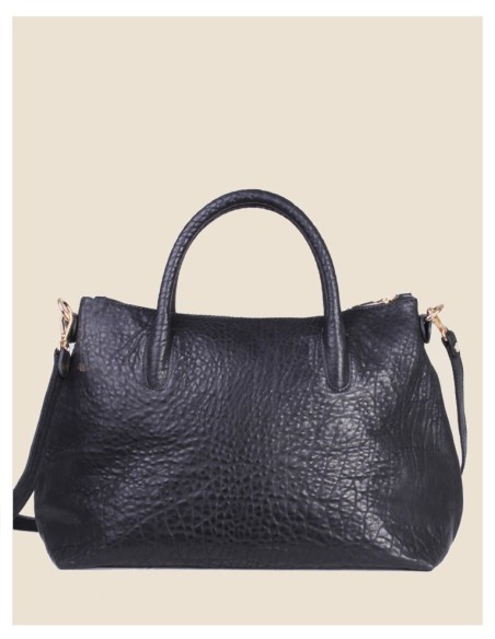 Borsa a mano in vera pelle - Domy - nero intrecciato
