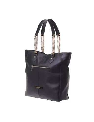 Borsa shopping in vera pelle - Marzia - nero opaco