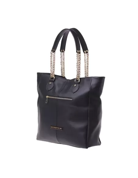 Borsa shopping in vera pelle - Marzia - nero opaco